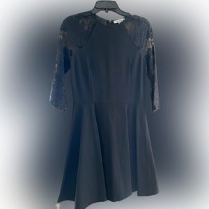 BB Dakota Little black dress with flared skirt and lace top